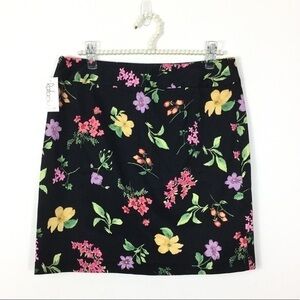 Rafaella black floral mini skirt garden wild‎ flowers mini NWT
